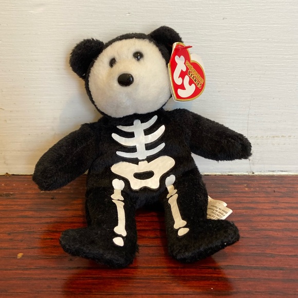 RARE ty skeleton bear boneses beanie baby vintage plush - Picture 1 of 5